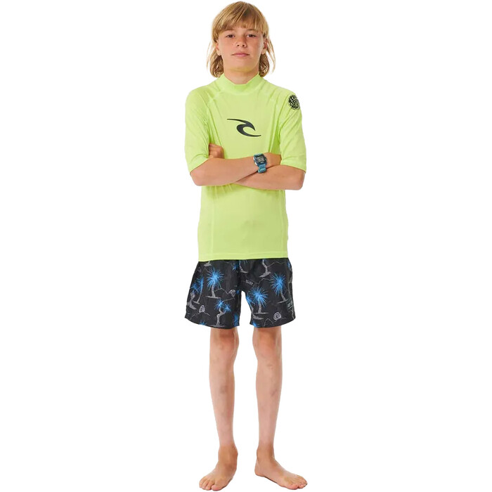 2024 Rip Curl Chicos Brand Wave UPF Chaleco De Lycra De Manga Corta 121BRV - Lime